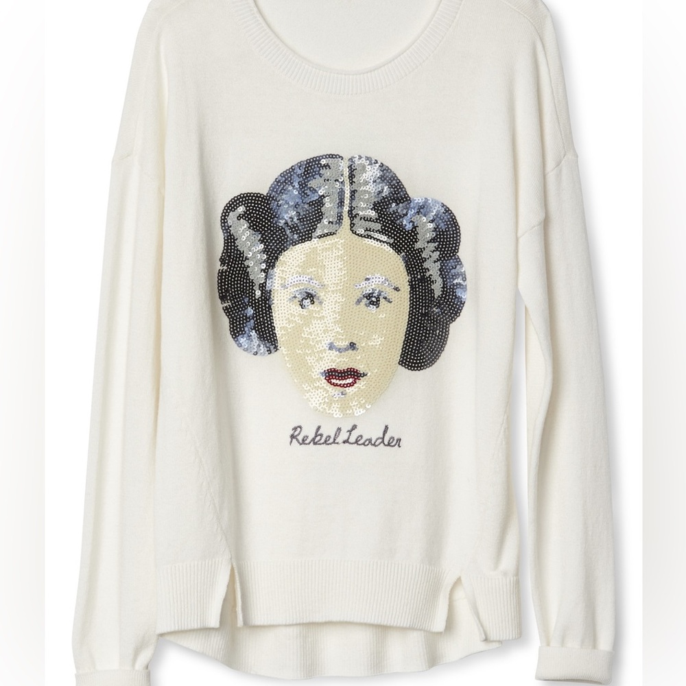 Gap Star Wars Cream Knit Sweater Sequin Princess Leia graphic | Kids Large (10)